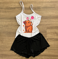 Pijama Feminino Baby Doll Capivara